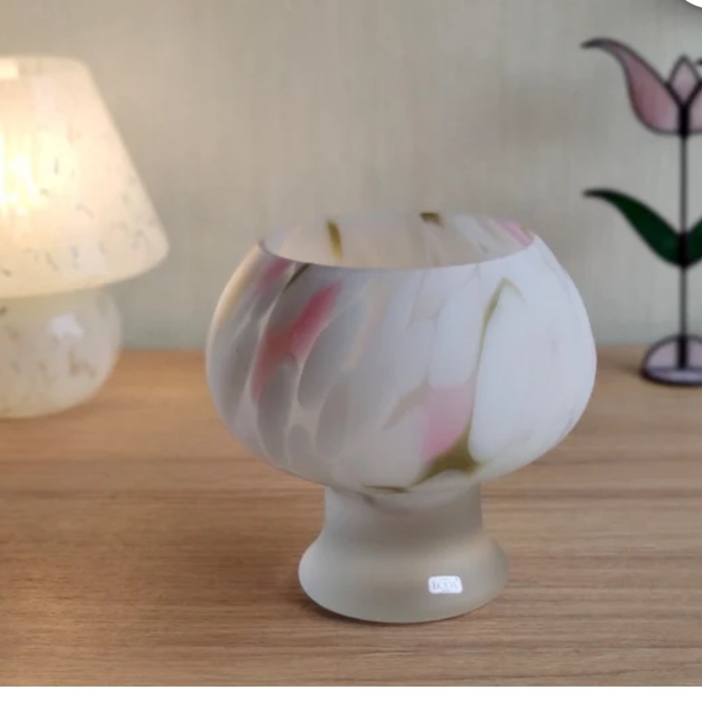 Kosta Boda Zelda Vase Sweden Mid 70s Mid Century Scandinavian Glass Footed Bowl